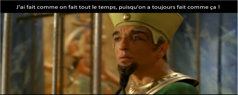crédits : asterix mission cléopatre, 2002. reference to a classical French Film